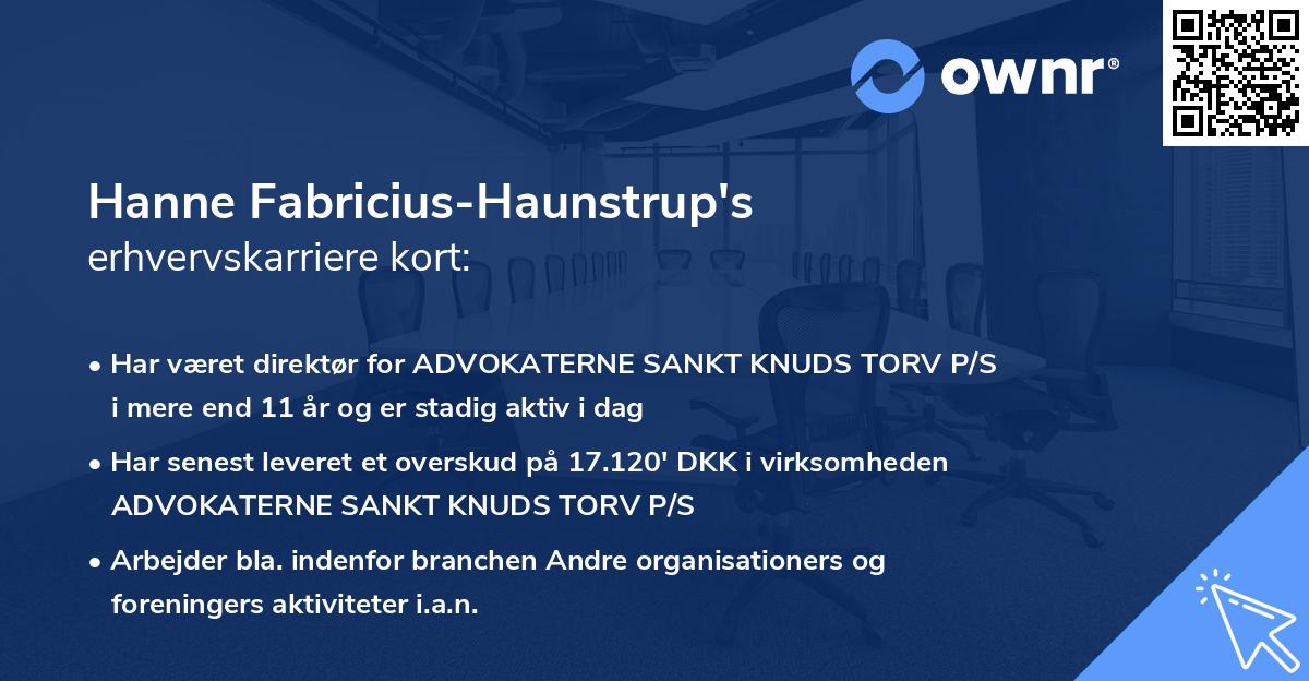 Hanne Fabricius-Haunstrup's erhvervskarriere kort