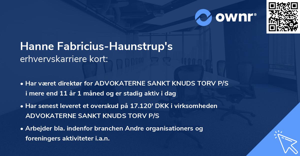 Hanne Fabricius-Haunstrup's erhvervskarriere kort
