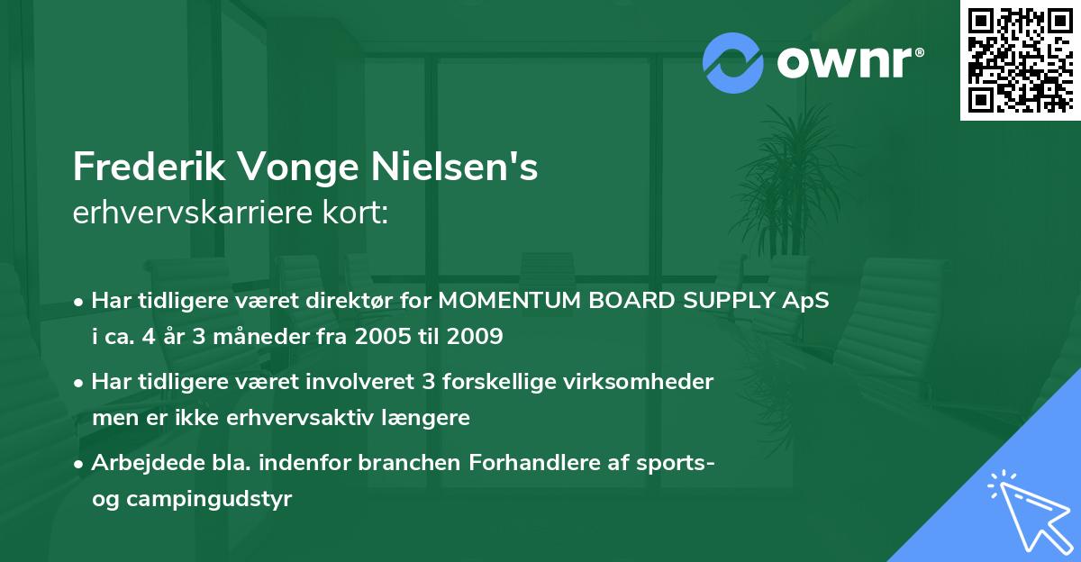 Frederik Vonge Nielsen's erhvervskarriere kort