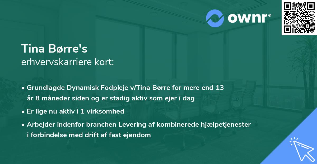 Tina Børre's erhvervskarriere kort