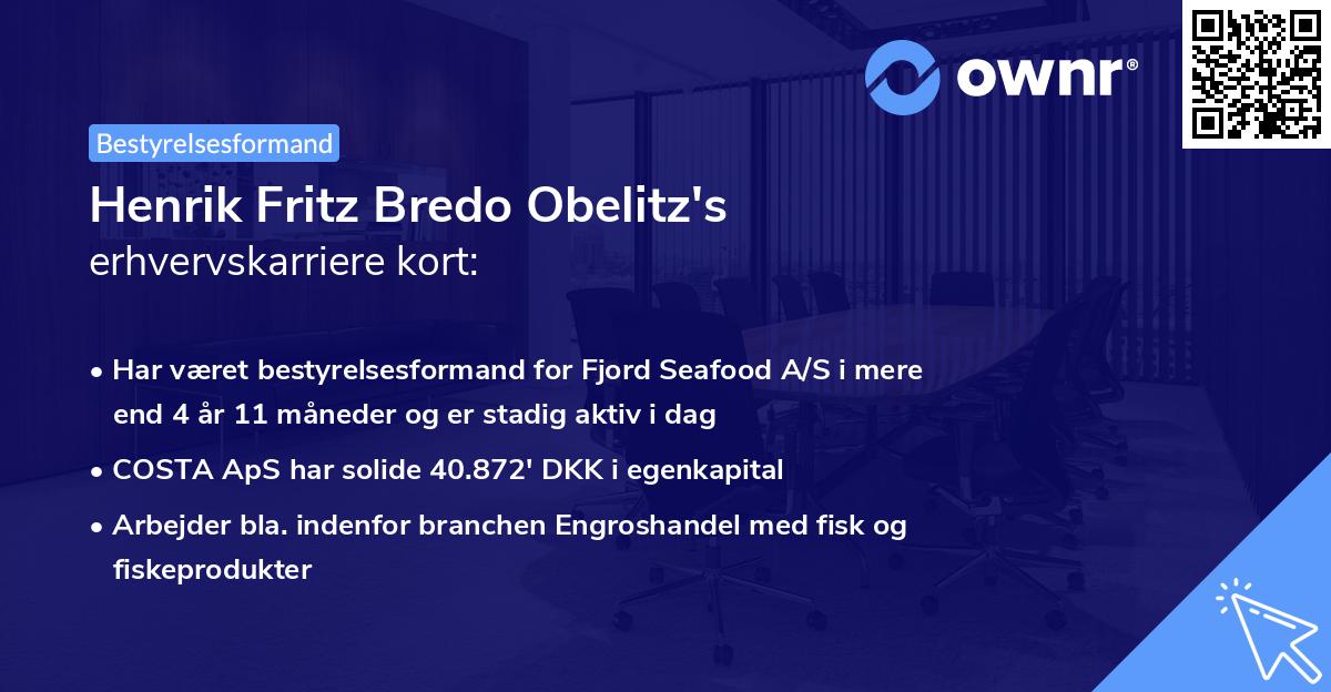 Henrik Fritz Bredo Obelitz's erhvervskarriere kort