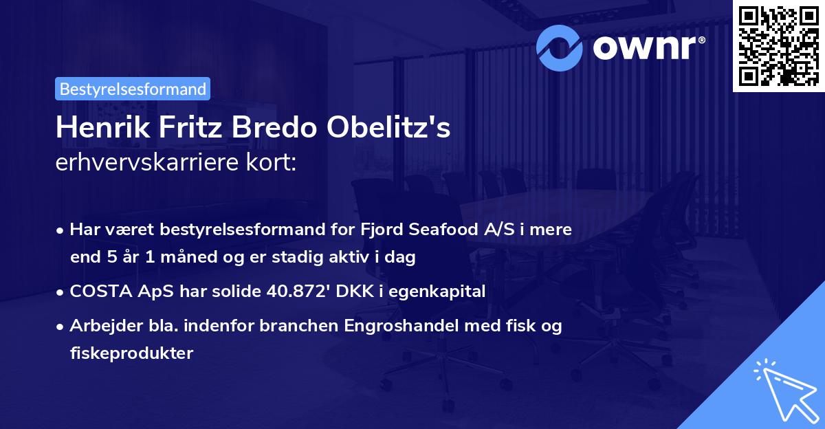 Henrik Fritz Bredo Obelitz's erhvervskarriere kort