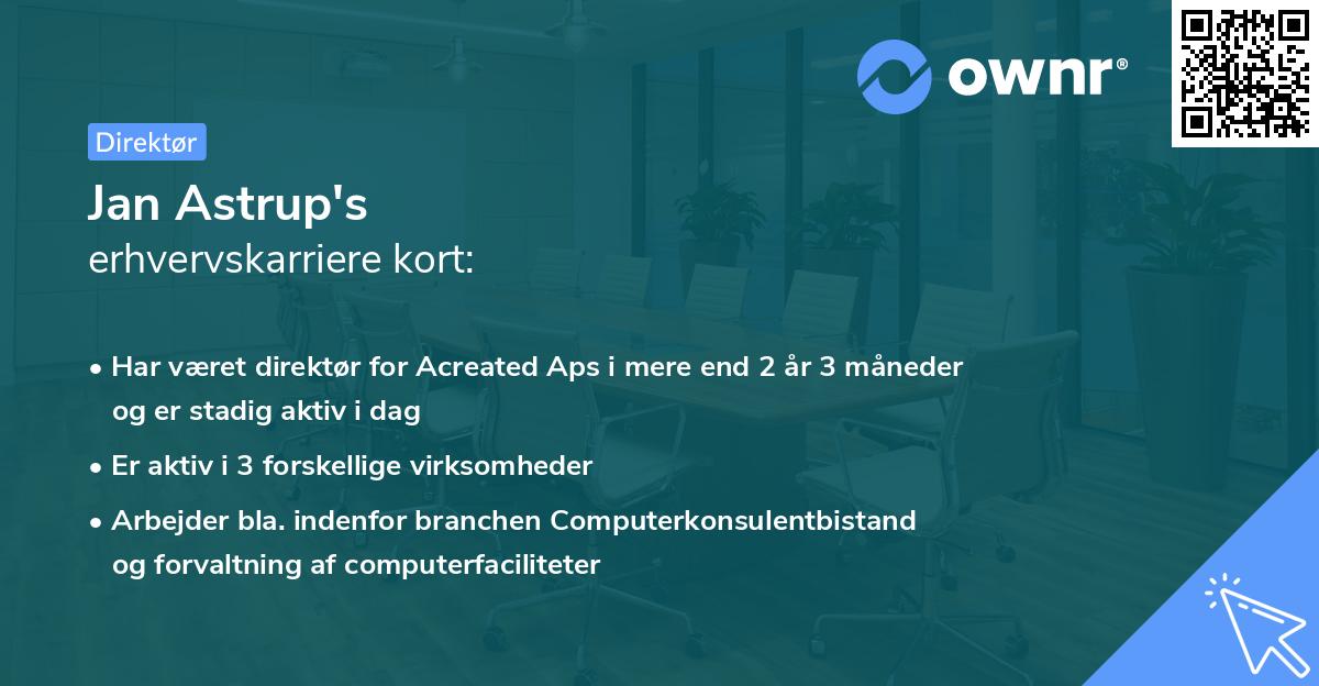 Jan Astrup's erhvervskarriere kort