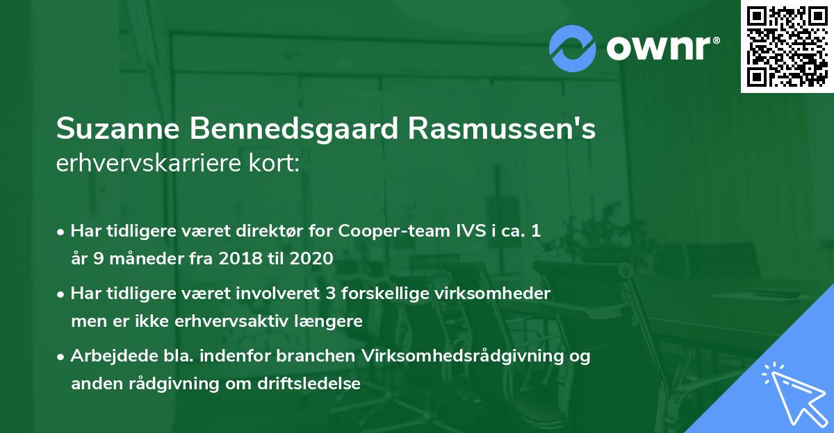 Suzanne Bennedsgaard Rasmussen's erhvervskarriere kort
