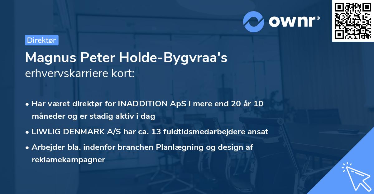 Magnus Peter Holde-Bygvraa's erhvervskarriere kort