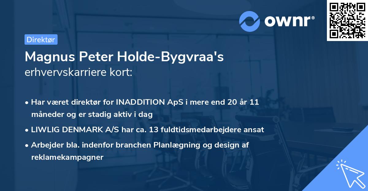 Magnus Peter Holde-Bygvraa's erhvervskarriere kort