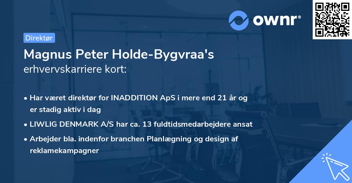 Magnus Peter Holde-Bygvraa's erhvervskarriere kort