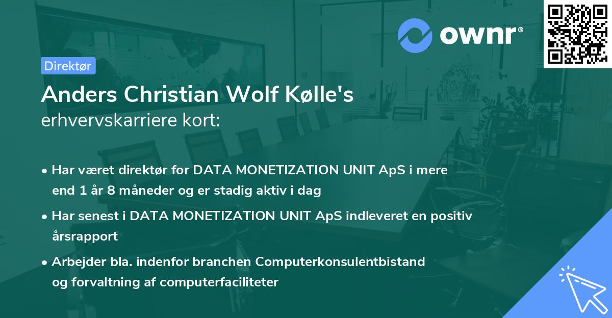 Anders Christian Wolf Kølle's erhvervskarriere kort