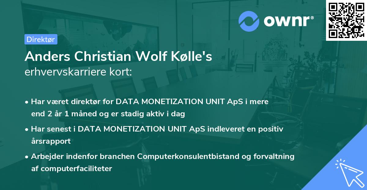 Anders Christian Wolf Kølle's erhvervskarriere kort