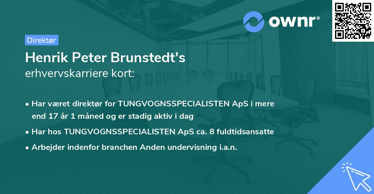 Henrik Peter Brunstedt's erhvervskarriere kort