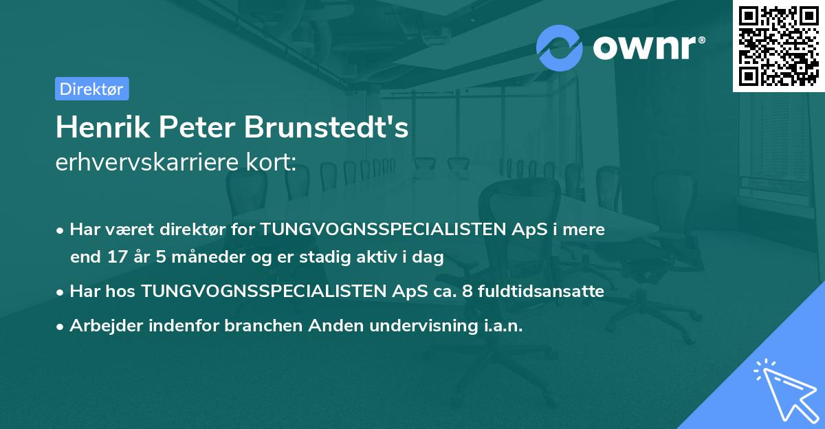 Henrik Peter Brunstedt's erhvervskarriere kort