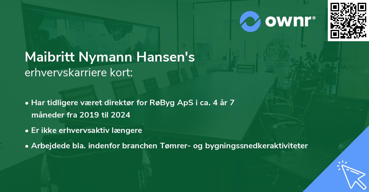 Maibritt Nymann Hansen's erhvervskarriere kort