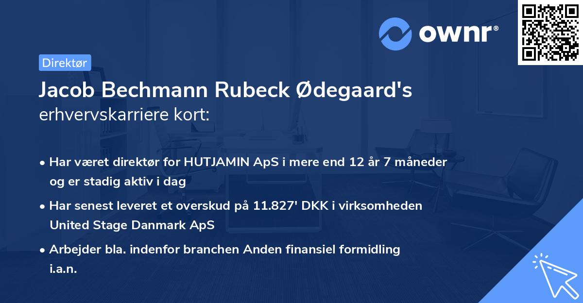 Jacob Bechmann Rubeck Ødegaard's erhvervskarriere kort