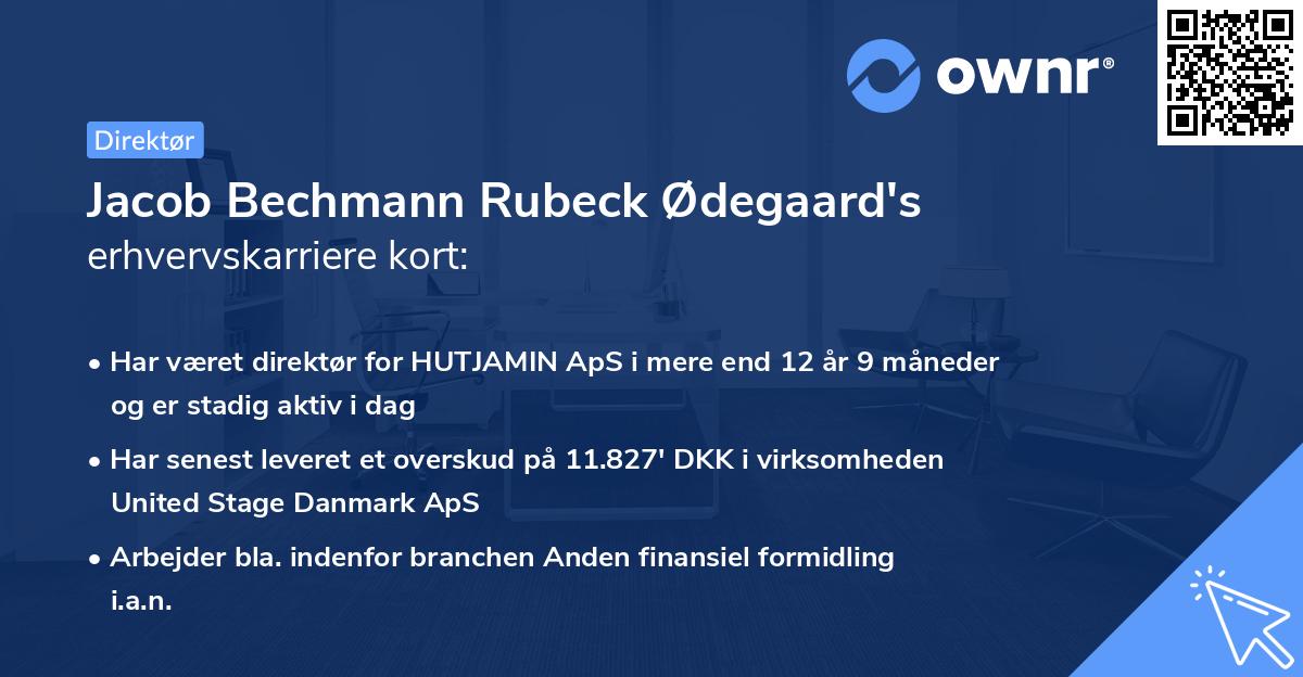 Jacob Bechmann Rubeck Ødegaard's erhvervskarriere kort