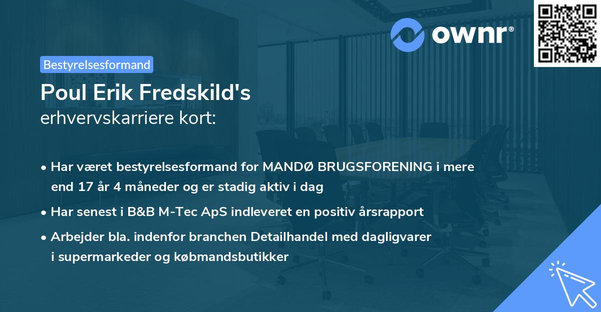 Poul Erik Fredskild's erhvervskarriere kort