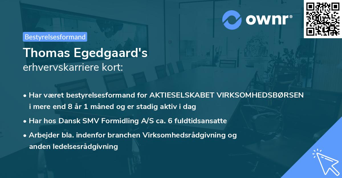 Thomas Egedgaard's erhvervskarriere kort