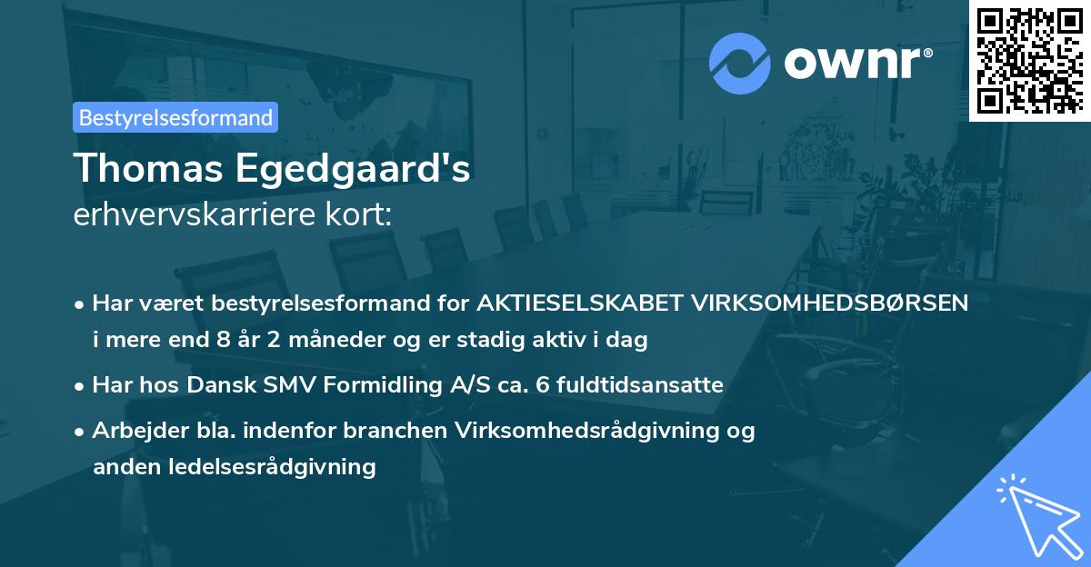 Thomas Egedgaard's erhvervskarriere kort