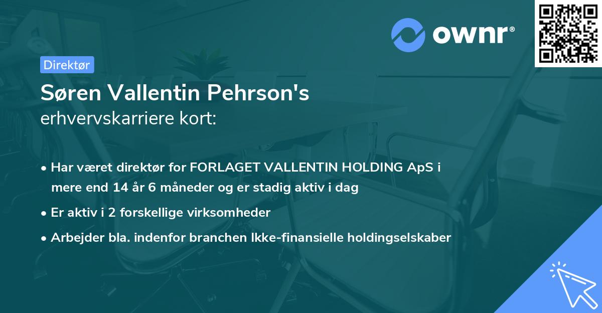 Søren Vallentin Pehrson's erhvervskarriere kort