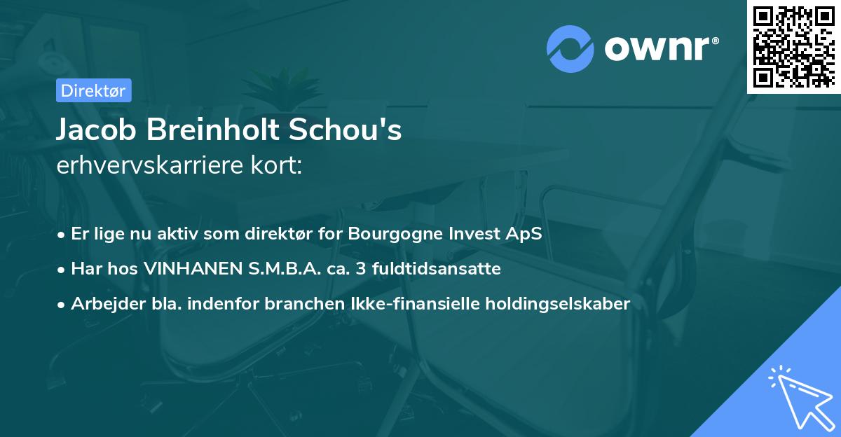 Jacob Breinholt Schou's erhvervskarriere kort