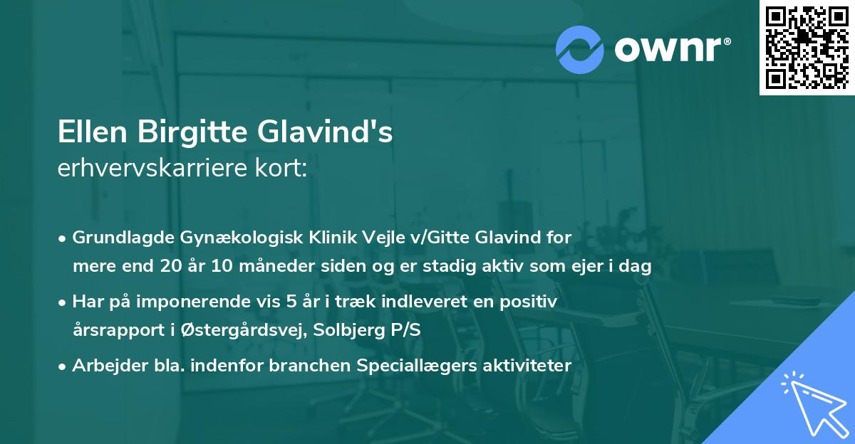 Ellen Birgitte Glavind's erhvervskarriere kort