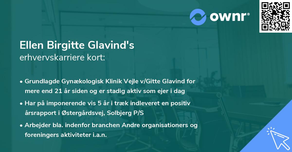 Ellen Birgitte Glavind's erhvervskarriere kort