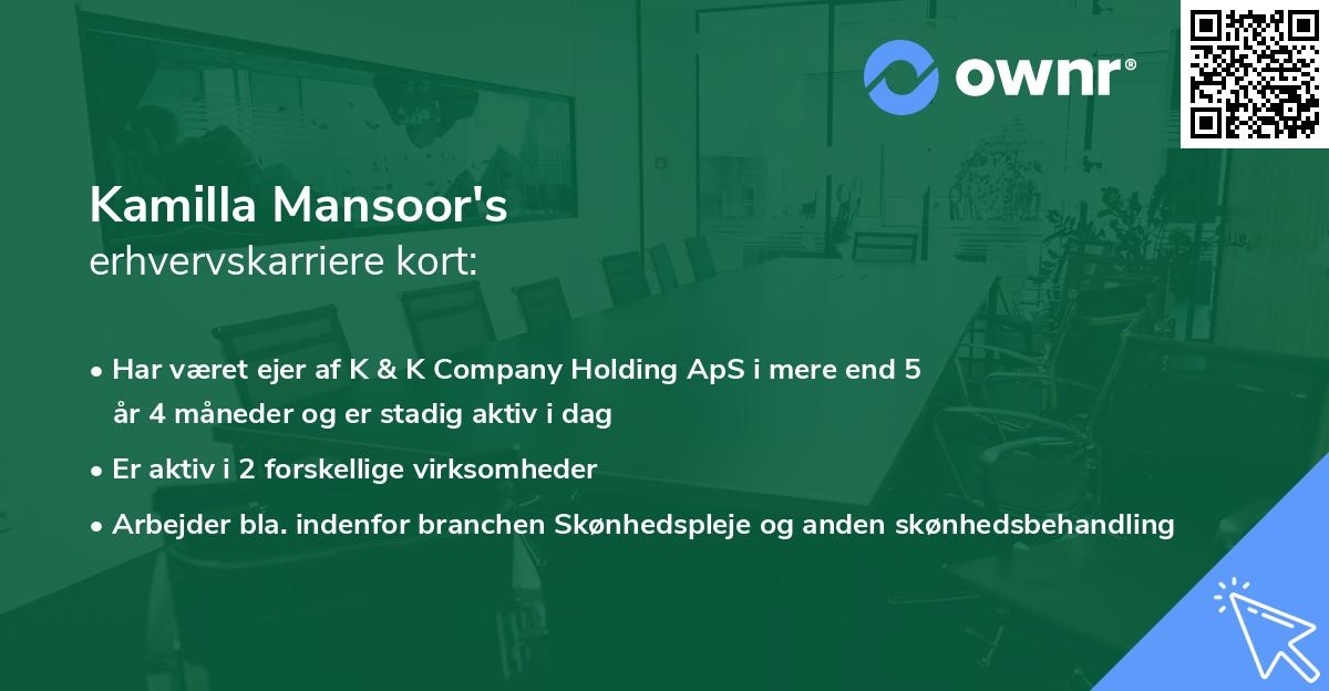 Kamilla Mansoor's erhvervskarriere kort