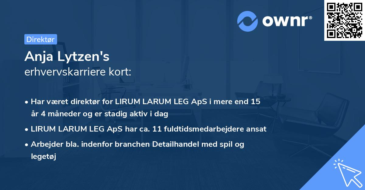 Anja Lytzen's erhvervskarriere kort