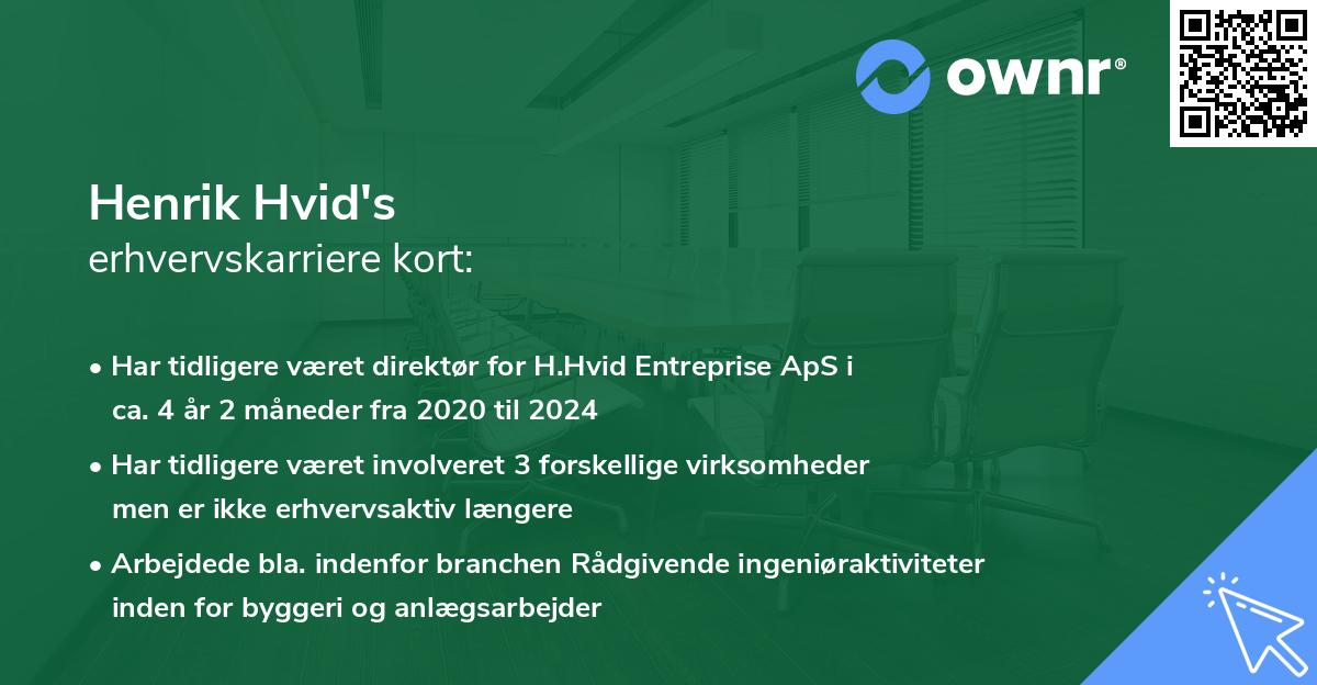 Henrik Hvid's erhvervskarriere kort