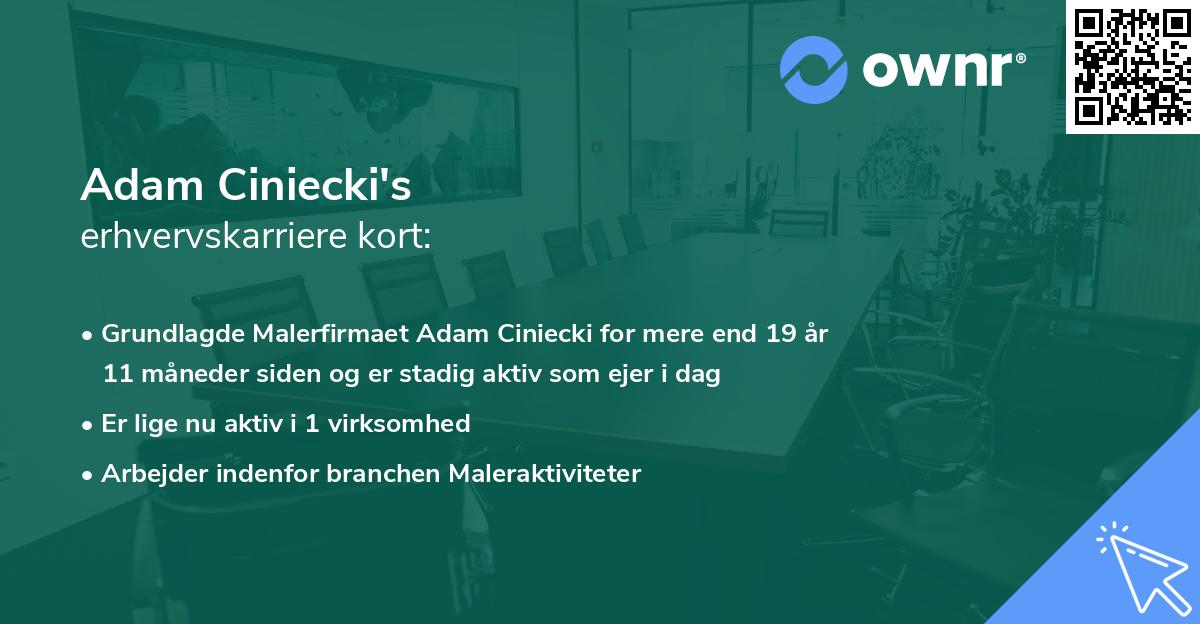 Adam Ciniecki's erhvervskarriere kort