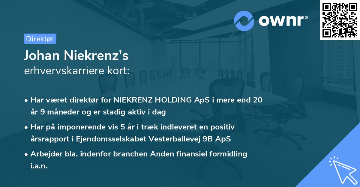 Johan Niekrenz's erhvervskarriere kort