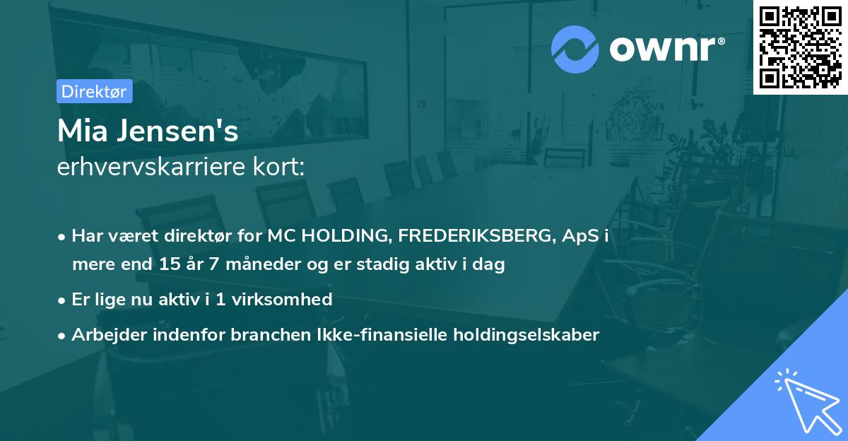 Mia Jensen's erhvervskarriere kort