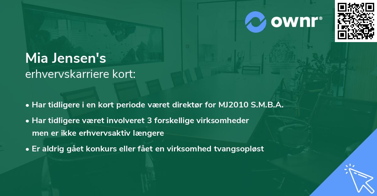 Mia Jensen's erhvervskarriere kort