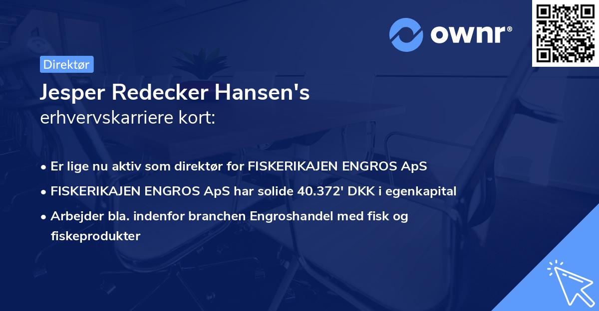 Jesper Redecker Hansen's erhvervskarriere kort