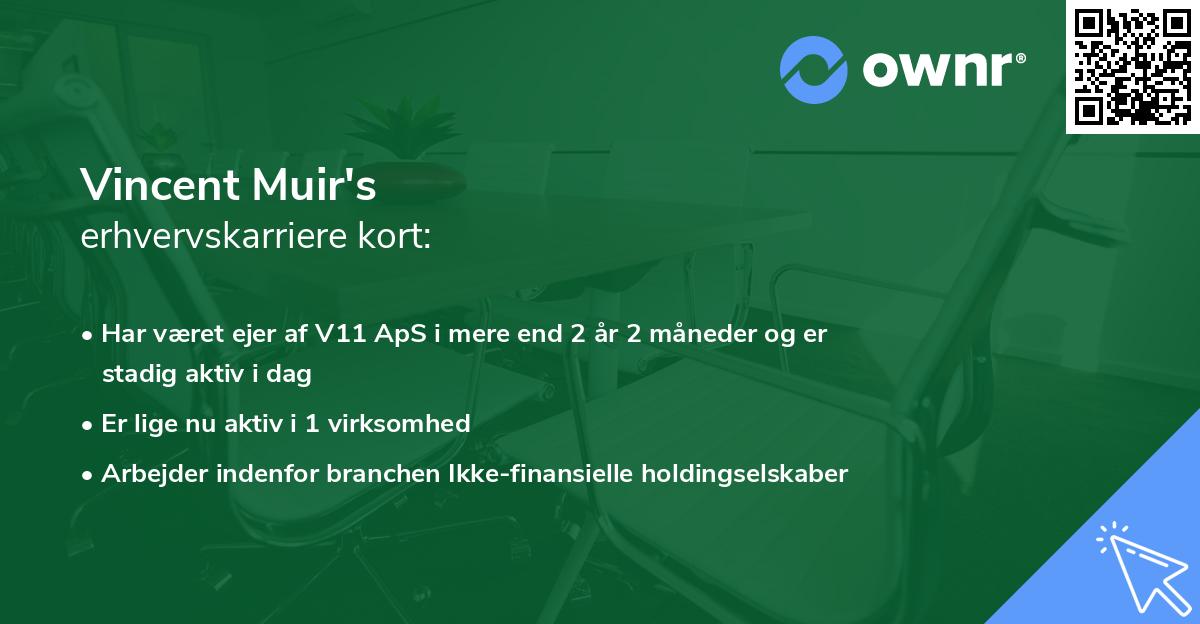 Vincent Muir's erhvervskarriere kort
