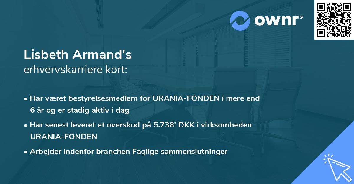 Lisbeth Armand's erhvervskarriere kort