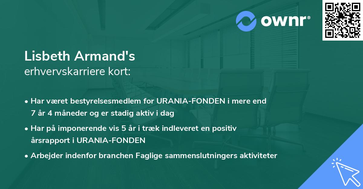 Lisbeth Armand's erhvervskarriere kort