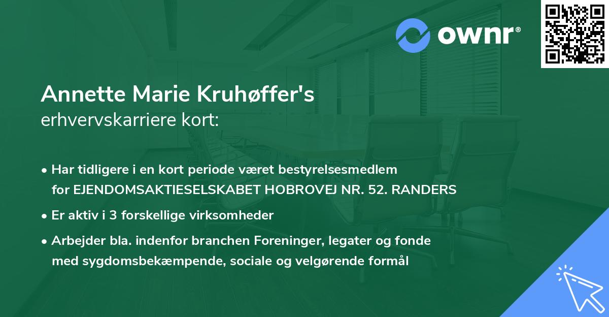 Annette Marie Kruhøffer's erhvervskarriere kort