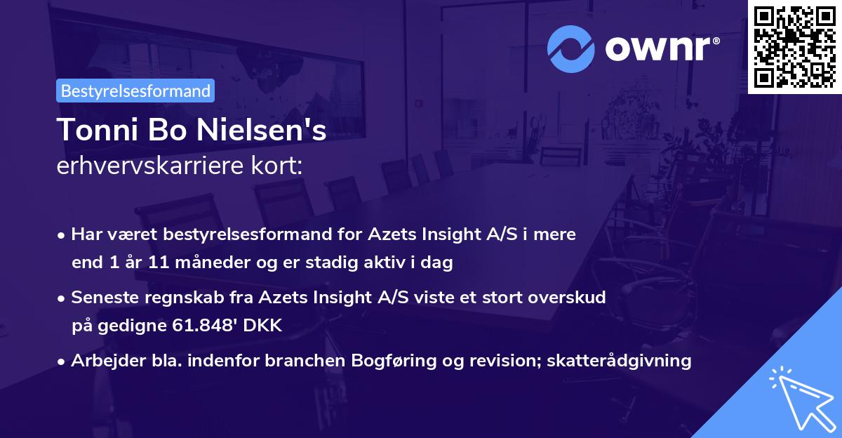 Tonni Bo Nielsen's erhvervskarriere kort