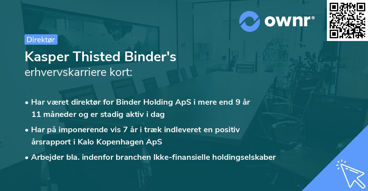 Kasper Thisted Binder's erhvervskarriere kort