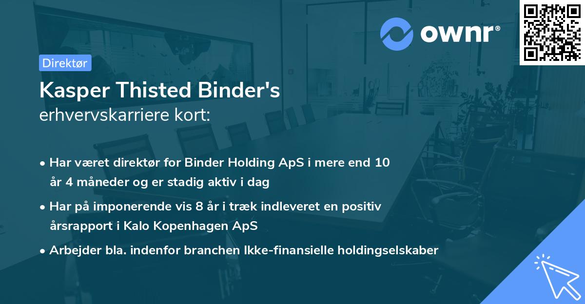 Kasper Thisted Binder's erhvervskarriere kort