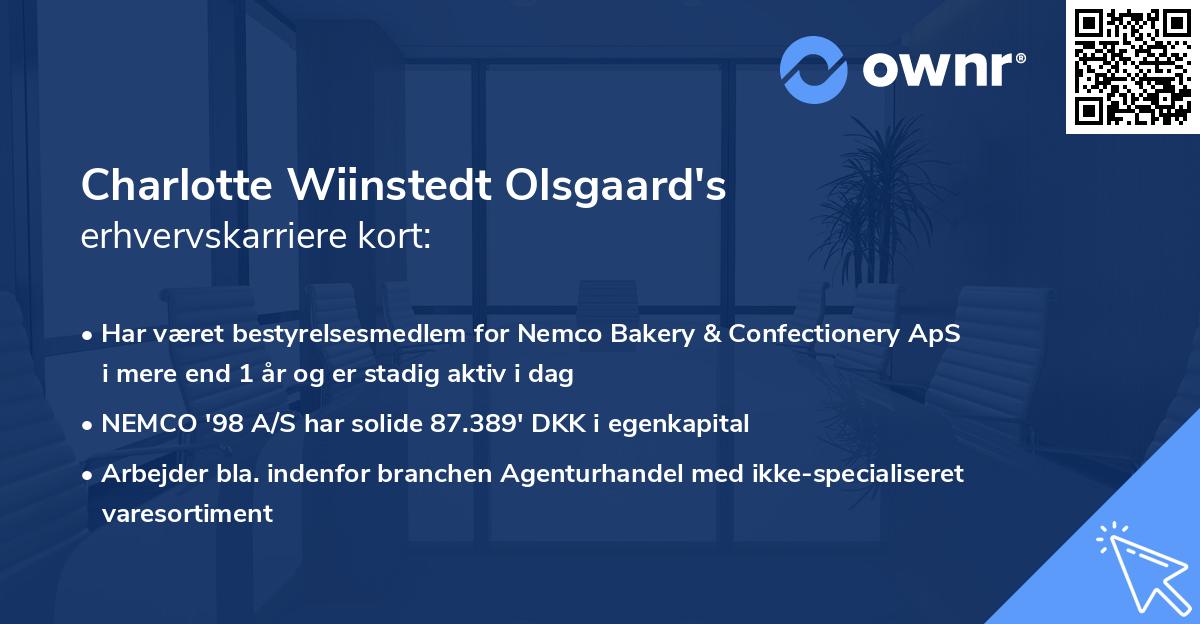 Charlotte Wiinstedt Olsgaard's erhvervskarriere kort