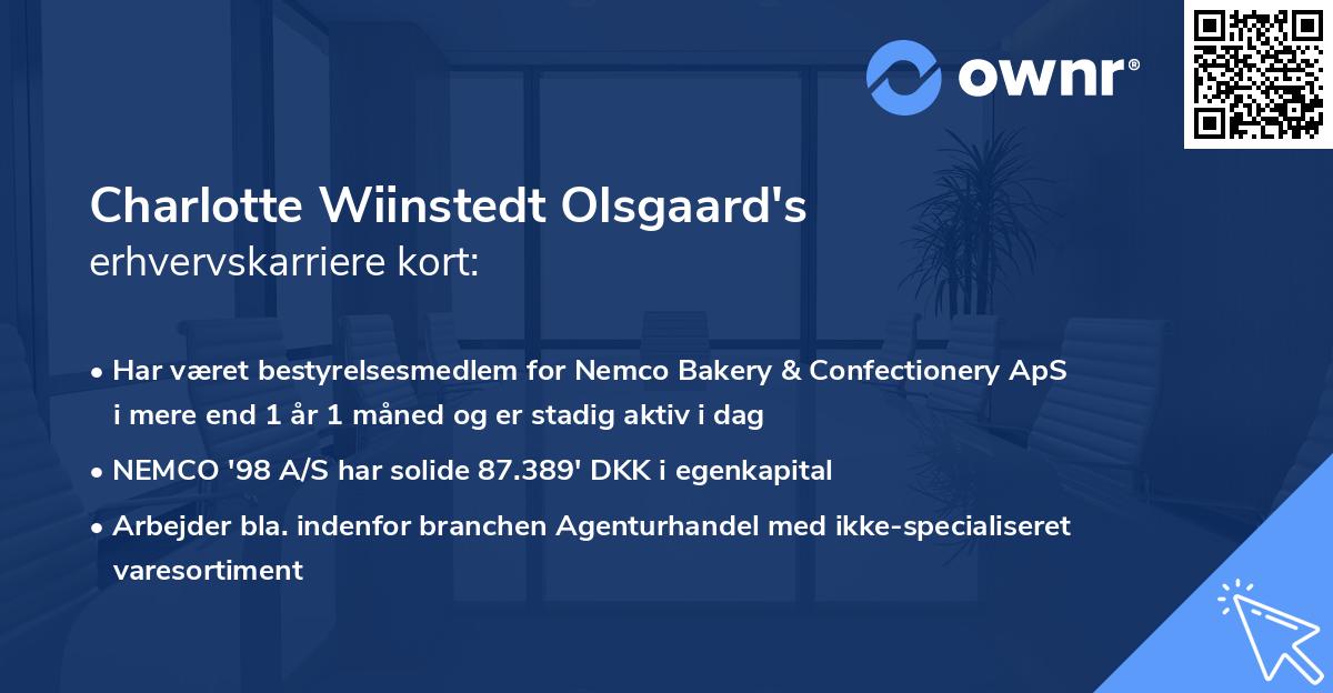 Charlotte Wiinstedt Olsgaard's erhvervskarriere kort