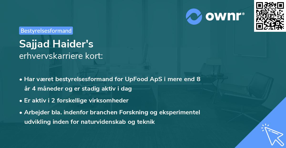 Sajjad Haider's erhvervskarriere kort