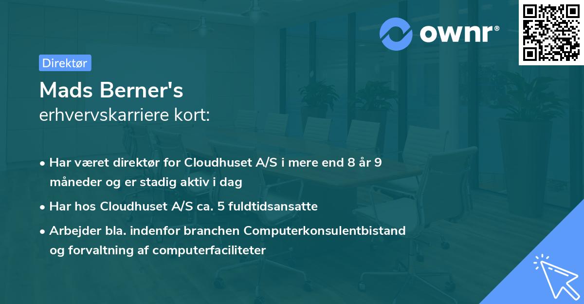Mads Berner's erhvervskarriere kort