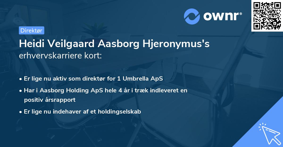 Heidi Veilgaard Aasborg Hjeronymus's erhvervskarriere kort