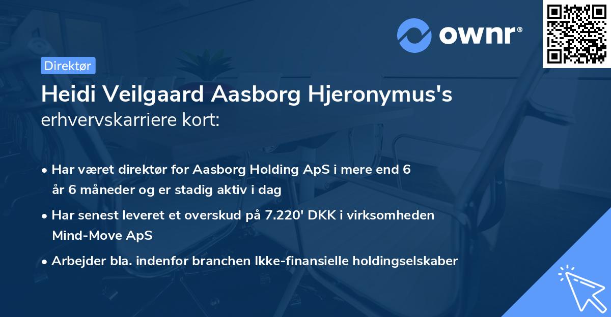 Heidi Veilgaard Aasborg Hjeronymus's erhvervskarriere kort