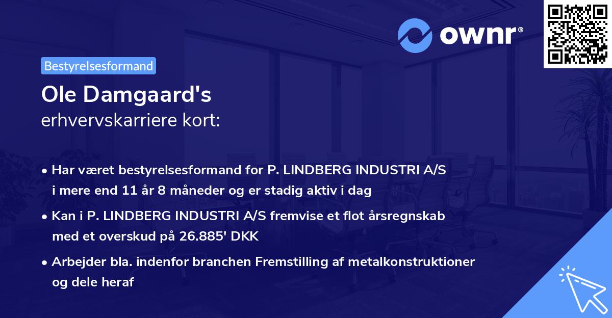 Ole Damgaard's erhvervskarriere kort