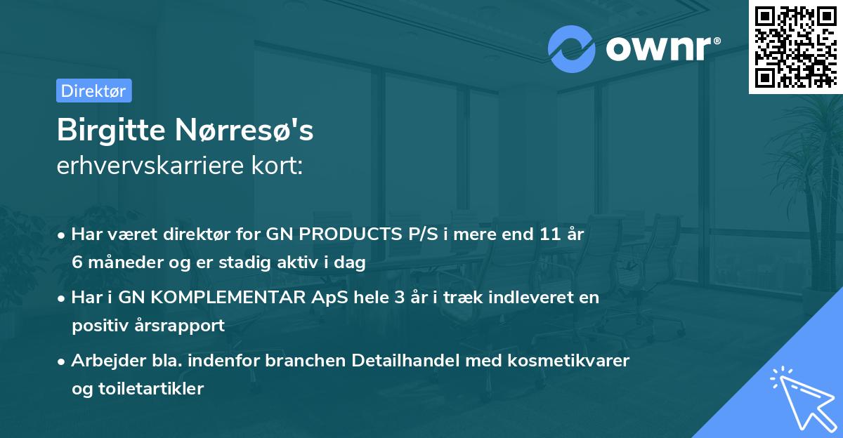 Birgitte Nørresø's erhvervskarriere kort