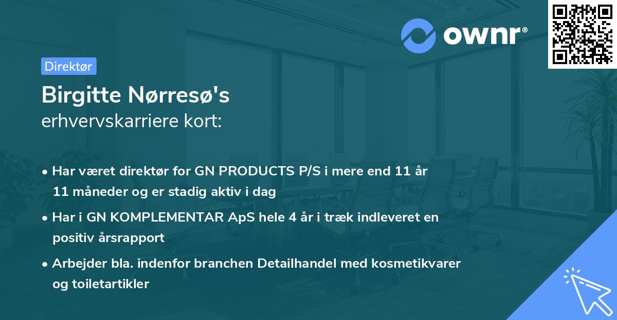 Birgitte Nørresø's erhvervskarriere kort