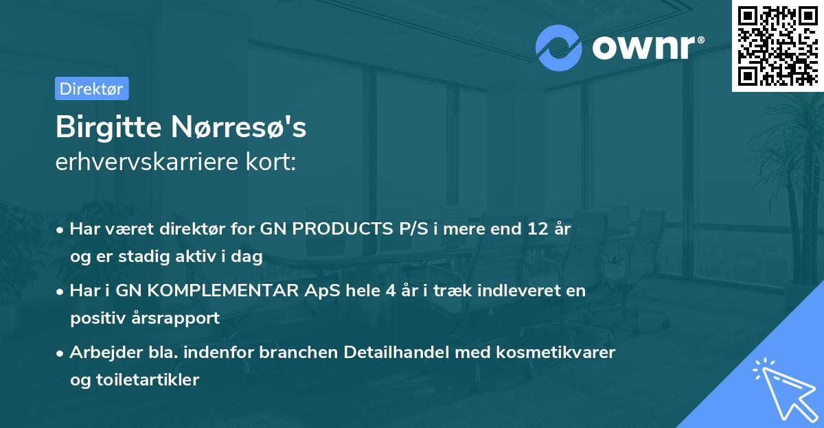 Birgitte Nørresø's erhvervskarriere kort